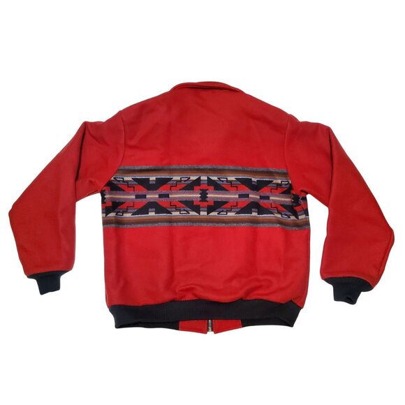 PENDLETON Unisex Red Wool Aztec Native Western Southwest Bomber Jacket Large - Picture 5 of 11